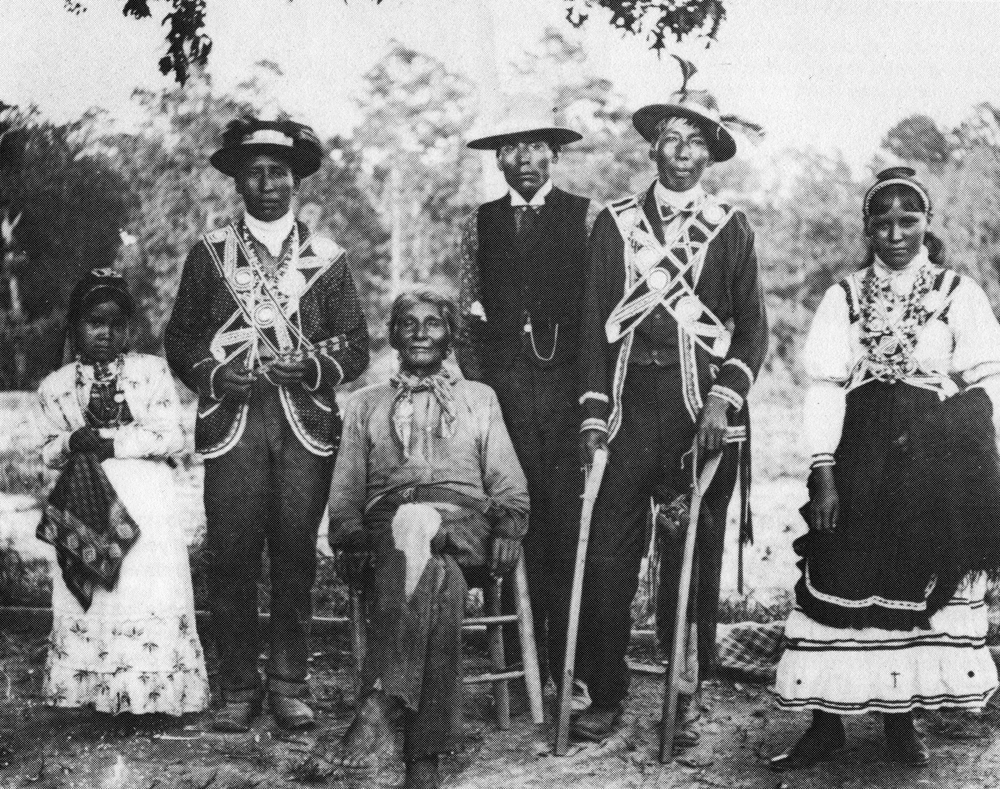 Mississippi Chahtas wearing traditional garb, c. 1908